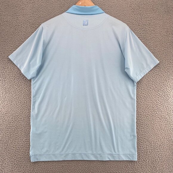 FootJoy Shirt Mens Large Blue Tiny Stripe Polo Short Sleeve Golf Athletic Fit* - Picture 3 of 10